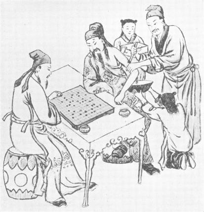 illistration of men playing go