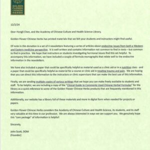 Donations from Golden Flower Chinese Herbs